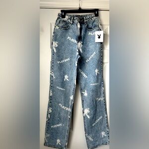 Playboy Patterned Straight Leg Jeans